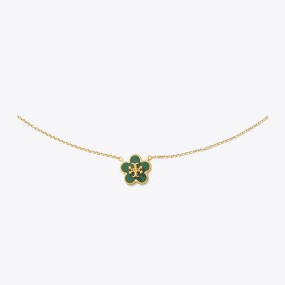 Tory Burch Forget Me Not Pendant Necklace Tory Gold / Dark Kale