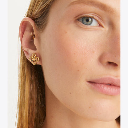 Tory Burch Forget Me Not Stacked Stud Earrings Tory Gold