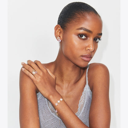 Tory Burch Forget Me Not Stacking Ring Set Tory Gold / Mother of Pearl / Crystal