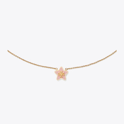Tory Burch Forget Me Not Star Pendant Necklace Tory Gold / Pink Snow