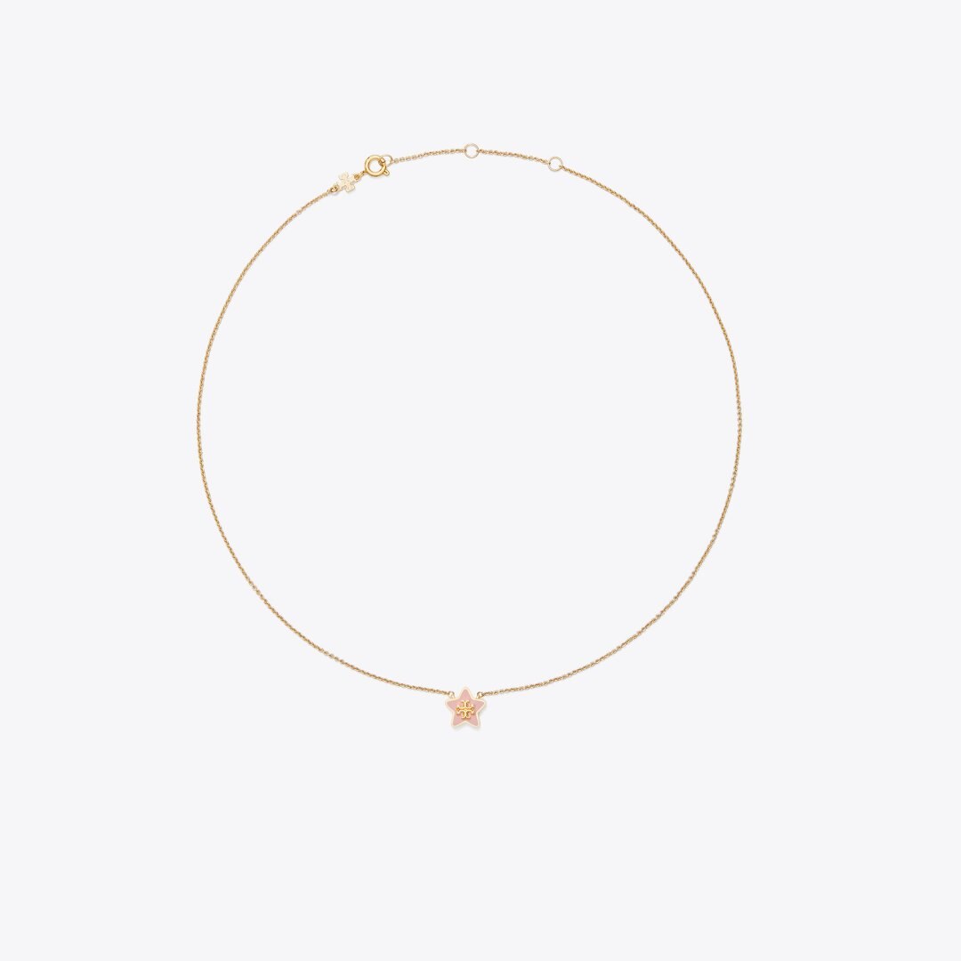 Tory Burch Forget Me Not Star Pendant Necklace Tory Gold / Pink Snow