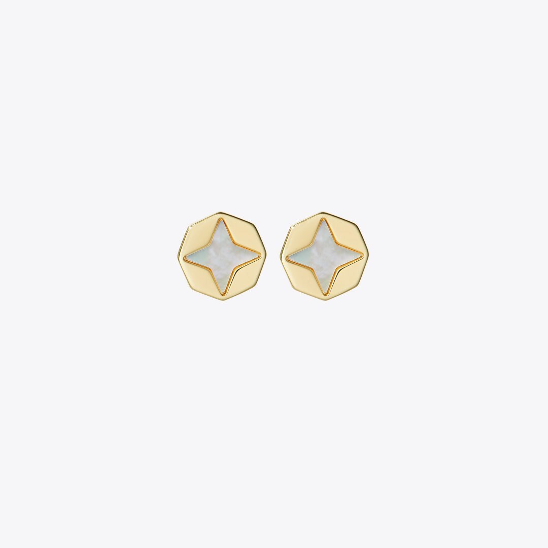 Tory Burch Forget Me Not Stud Earrings Tory Gold / Mother of Pearl