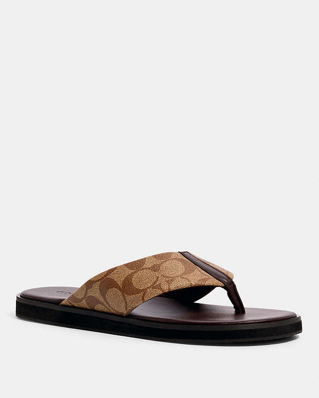 Flip Flop In Signature Canvas Khaki Multi Khaki Multi