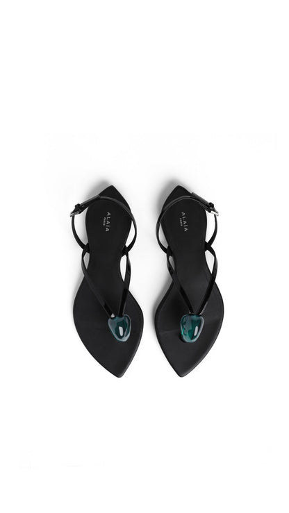 Alaïa Flat Jewel Sandals In Patent Leather