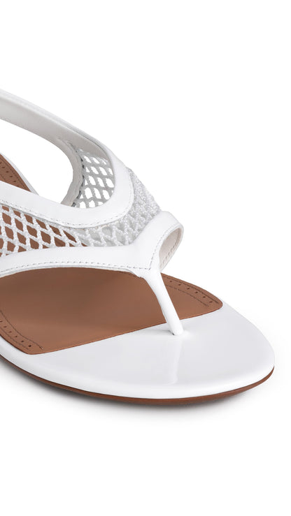 Alaïa Fishnet Thong Sandals In Patent Calfskin