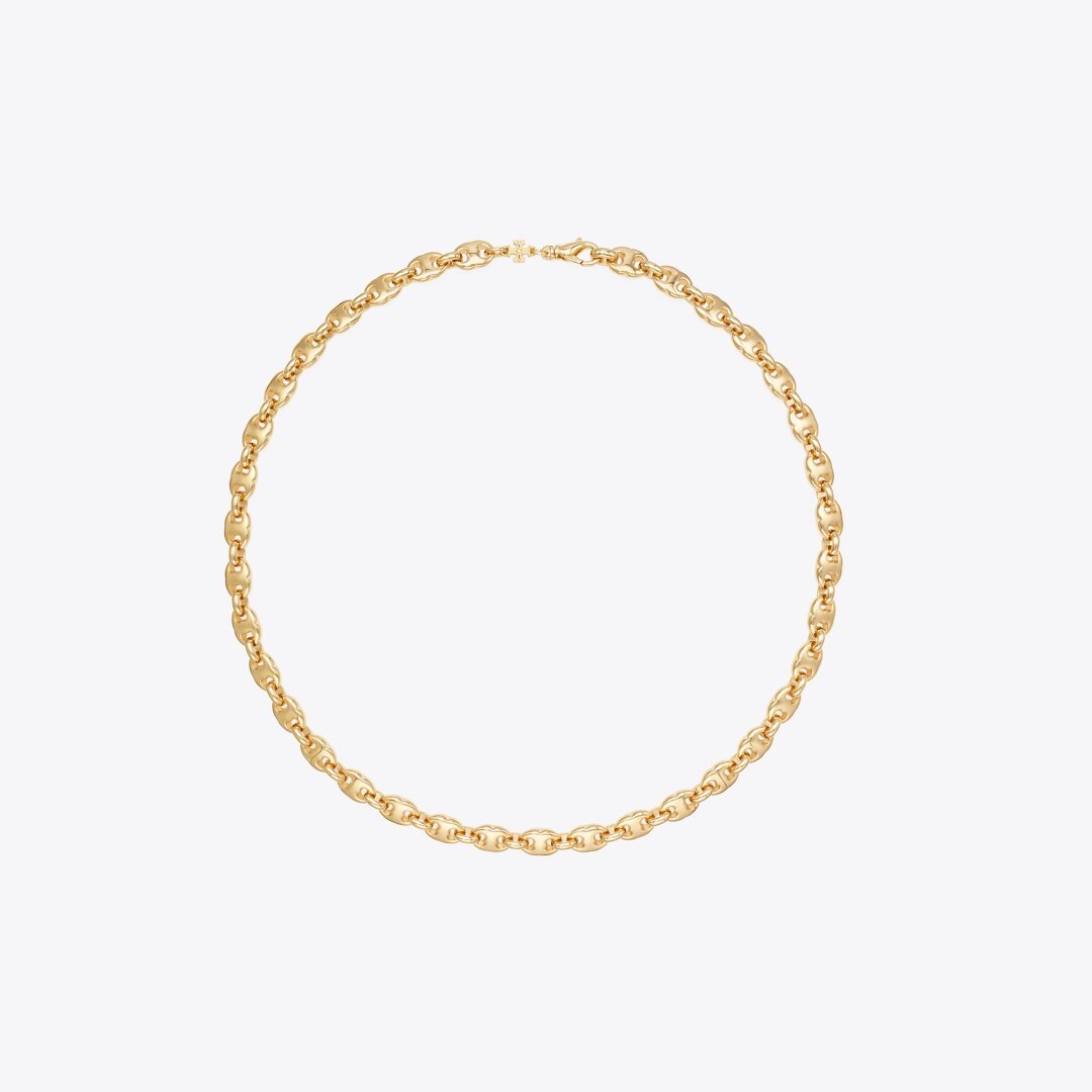Tory Burch Gemini Link Delicate Necklace Light Brass