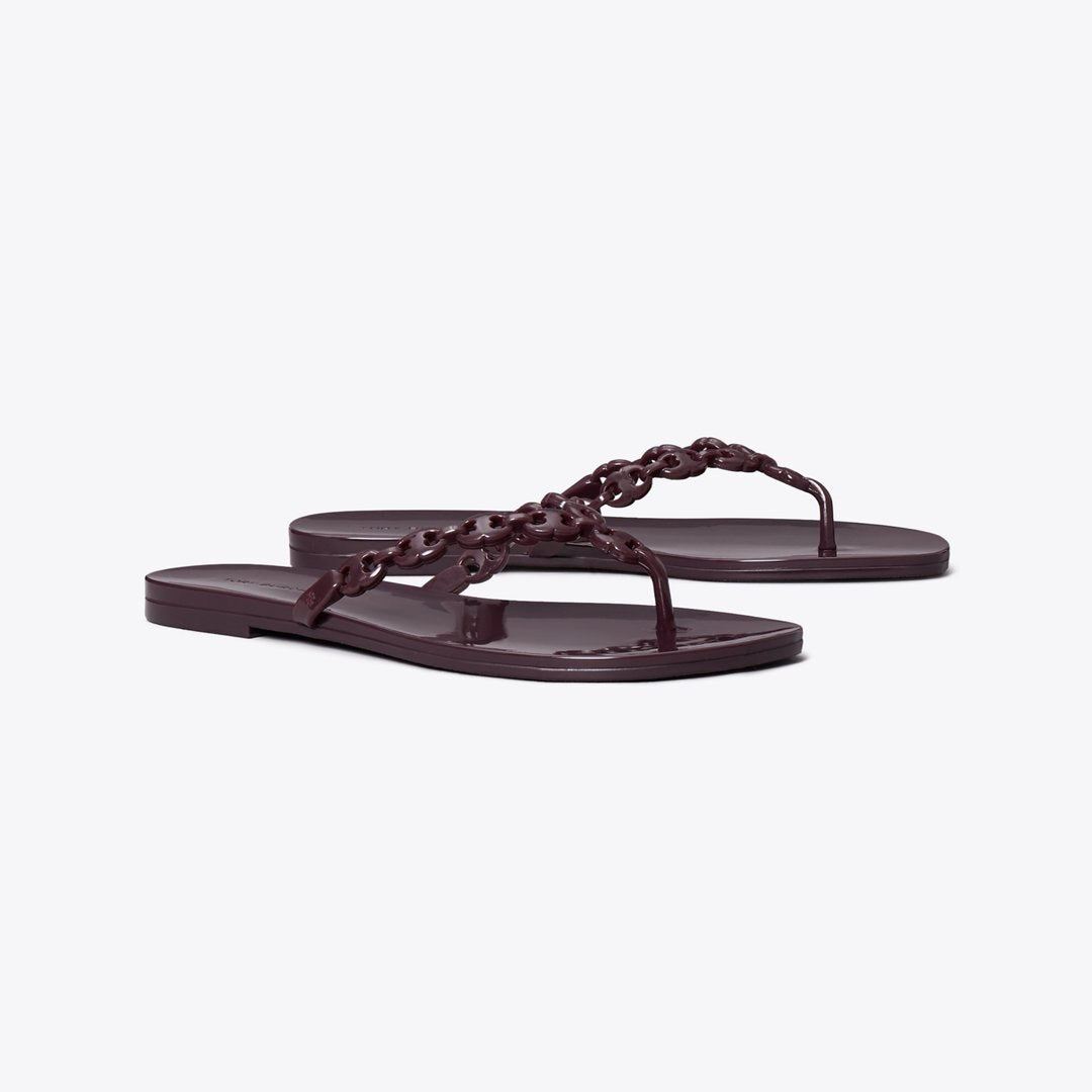 Tory Burch Gemini Link Jelly Flip-Flop DARK CARMINE