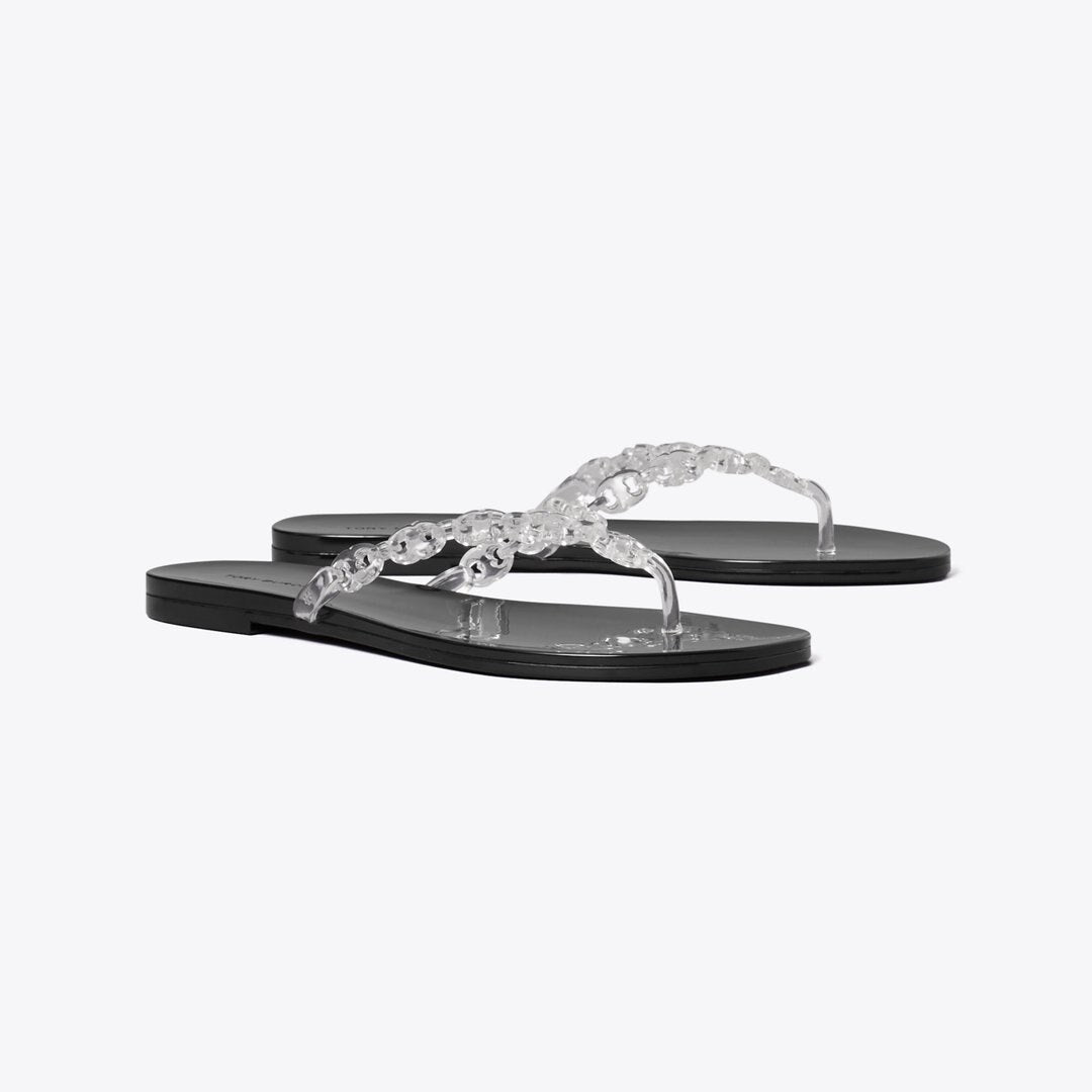 Tory Burch Gemini Link Jelly Flip-Flop CLEAR / PERFECT BLACK