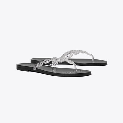 Tory Burch Gemini Link Jelly Flip-Flop CLEAR / PERFECT BLACK
