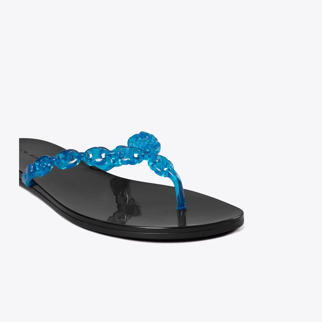 Tory Burch Gemini Link Jelly Flip-Flop DEEP BLUE / PERFECT BLACK