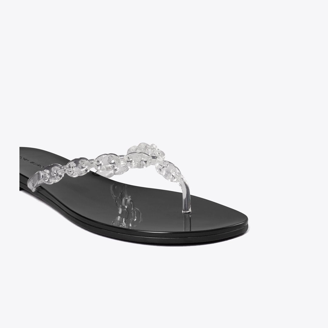 Tory Burch Gemini Link Jelly Flip-Flop CLEAR / PERFECT BLACK