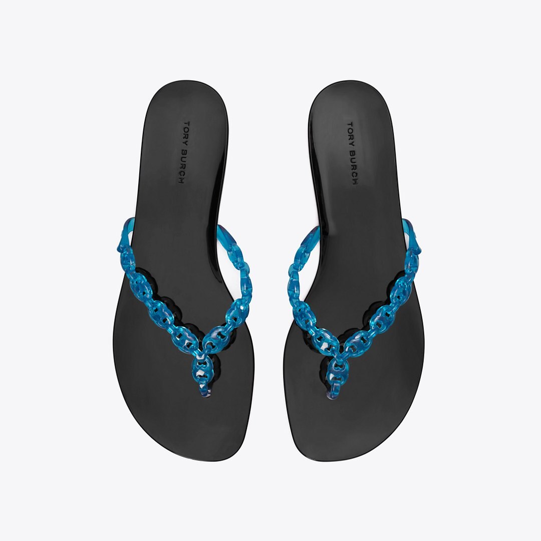 Tory Burch Gemini Link Jelly Flip-Flop DEEP BLUE / PERFECT BLACK