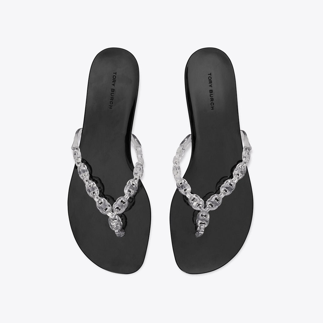 Tory Burch Gemini Link Jelly Flip-Flop CLEAR / PERFECT BLACK
