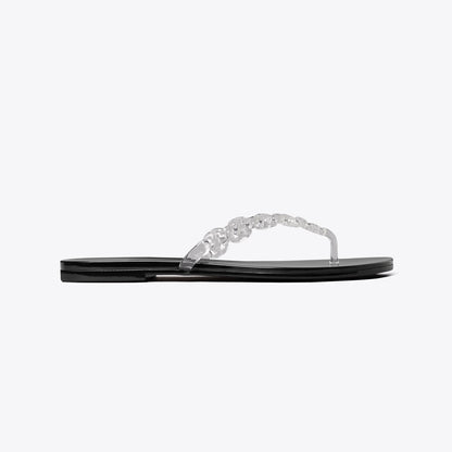 Tory Burch Gemini Link Jelly Flip-Flop CLEAR / PERFECT BLACK
