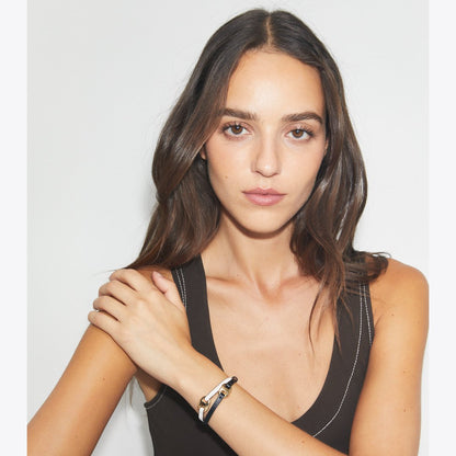Tory Burch Gemini Link Leather Bracelet Light Silver / Red