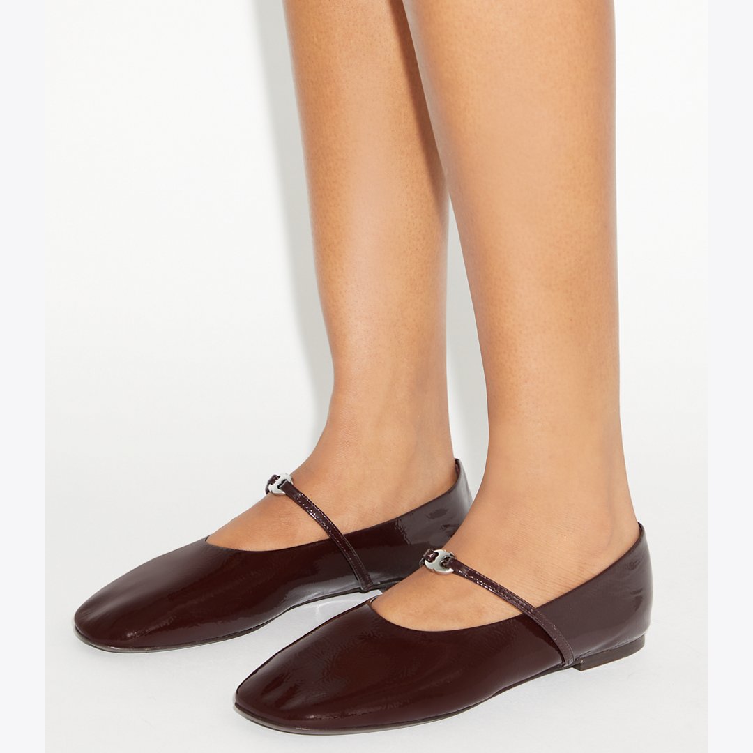 Tory Burch Gemini Link Mary Jane PLUM / SILVER