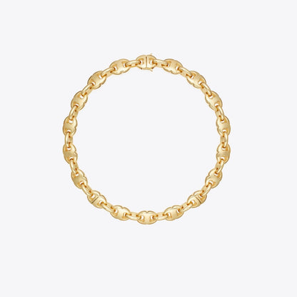 Tory Burch Gemini Link Necklace Light Brass