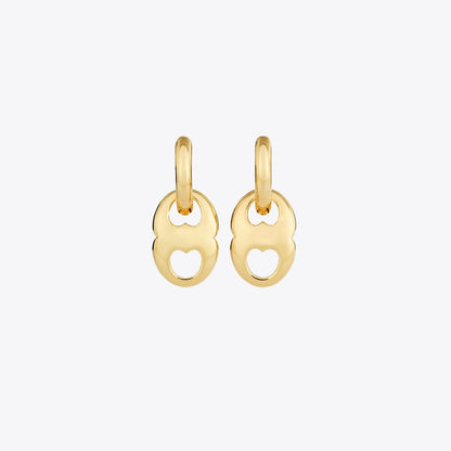 Tory Burch Gemini Link Small Hoop Earrings Light Brass
