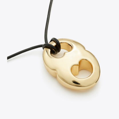 Tory Burch Gemini Pendant Necklace Light Brass / Black