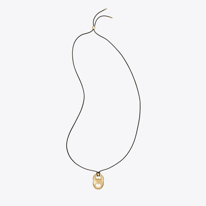 Tory Burch Gemini Pendant Necklace Light Brass / Black