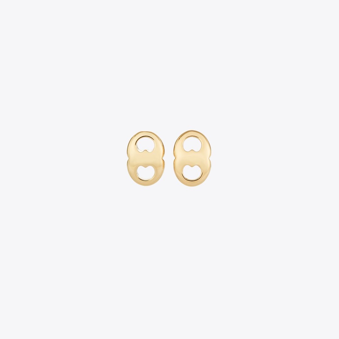 Tory Burch Gemini Stud Earrings Light Brass