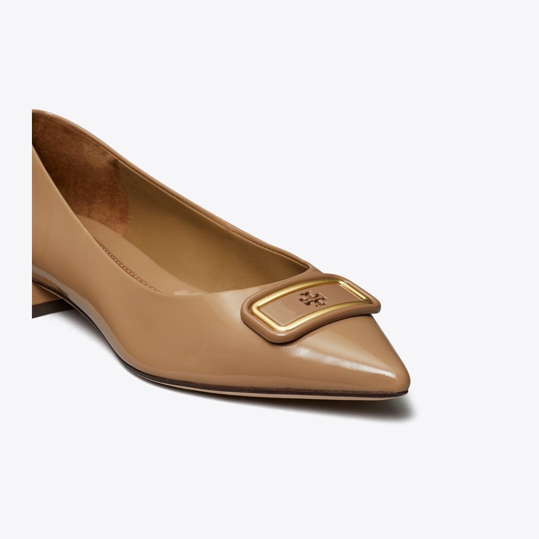 Tory Burch Georgia Pointed Toe Flat ALMOND FLOUR