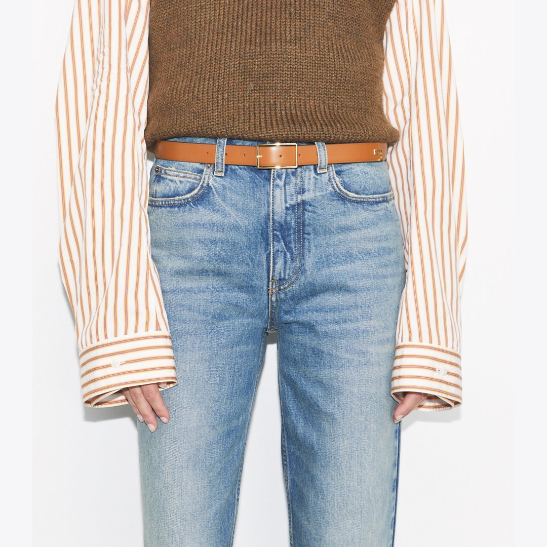 Tory Burch Gigi Belt Aged Tan / GOLD