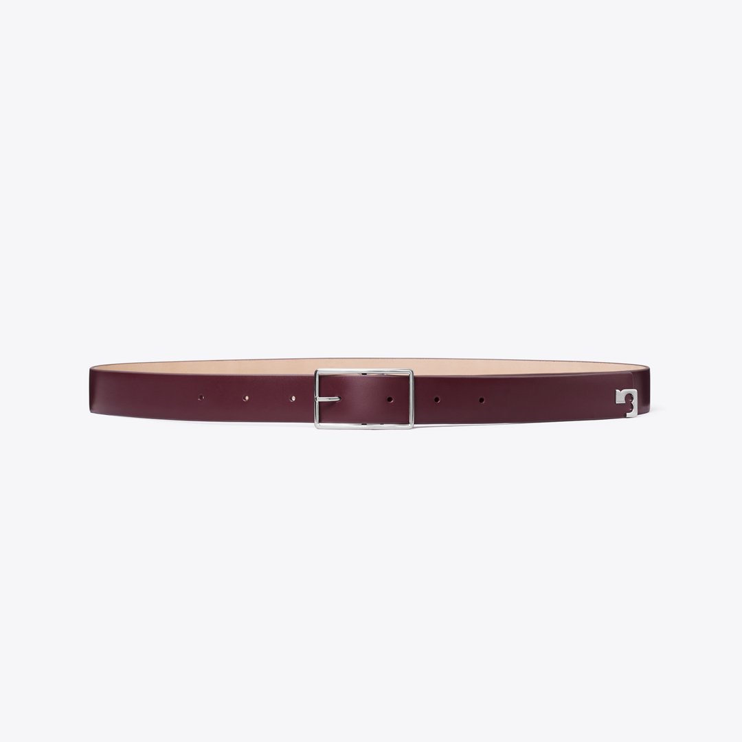 Tory Burch Gigi Belt Dark Carmine / Silver