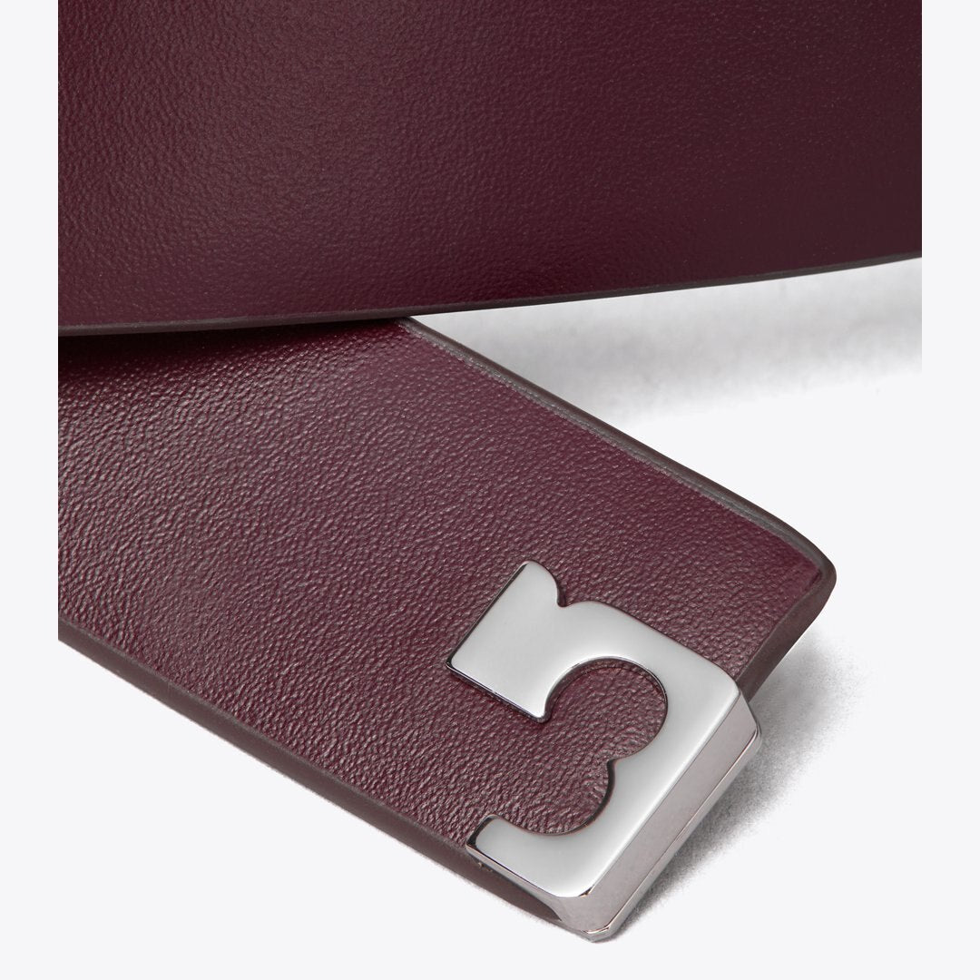 Tory Burch Gigi Belt Dark Carmine / Silver