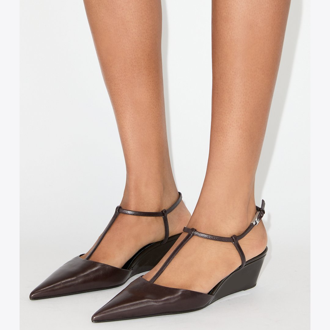 Tory Burch Gigi T-Strap Wedge Cocoa