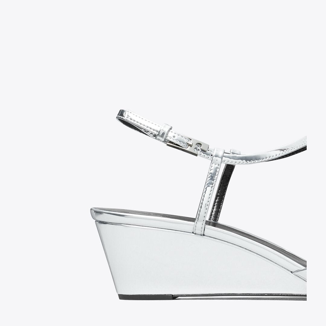 Tory Burch Gigi T-Strap Wedge PLATINUM