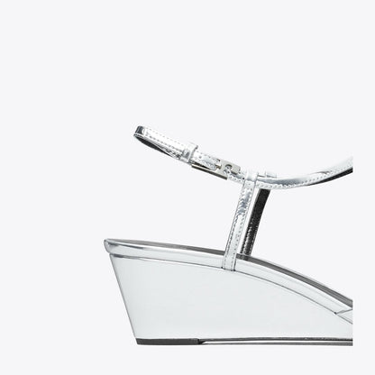 Tory Burch Gigi T-Strap Wedge PLATINUM