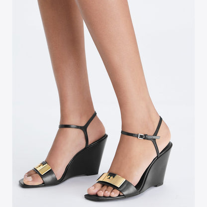 Tory Burch Gigi Wedge Sandal PERFECT BLACK / GOLD