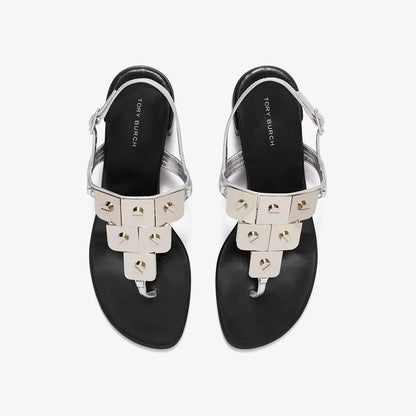 Tory Burch Gladiator Capri Heeled Sandal SILVER