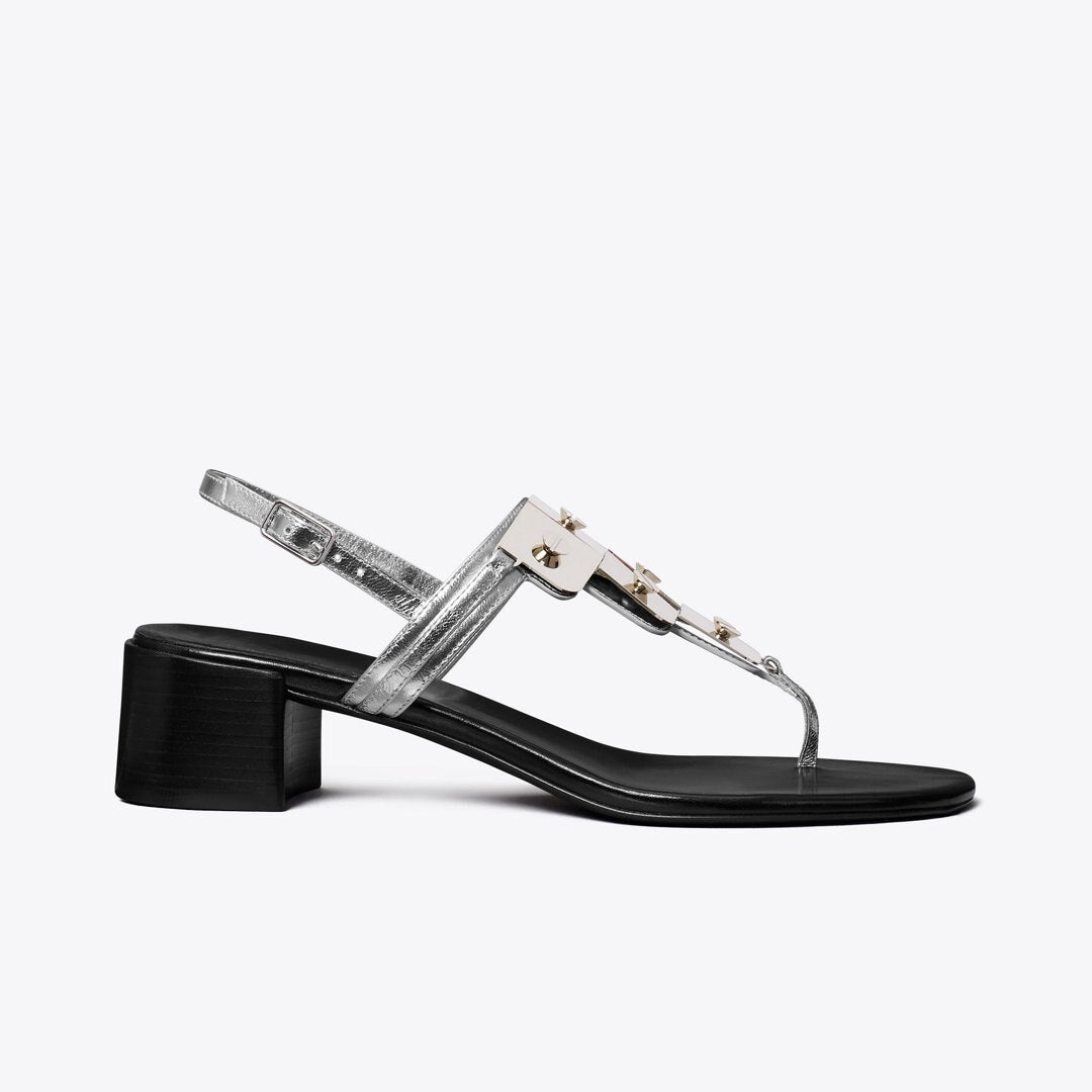 Tory Burch Gladiator Capri Heeled Sandal SILVER