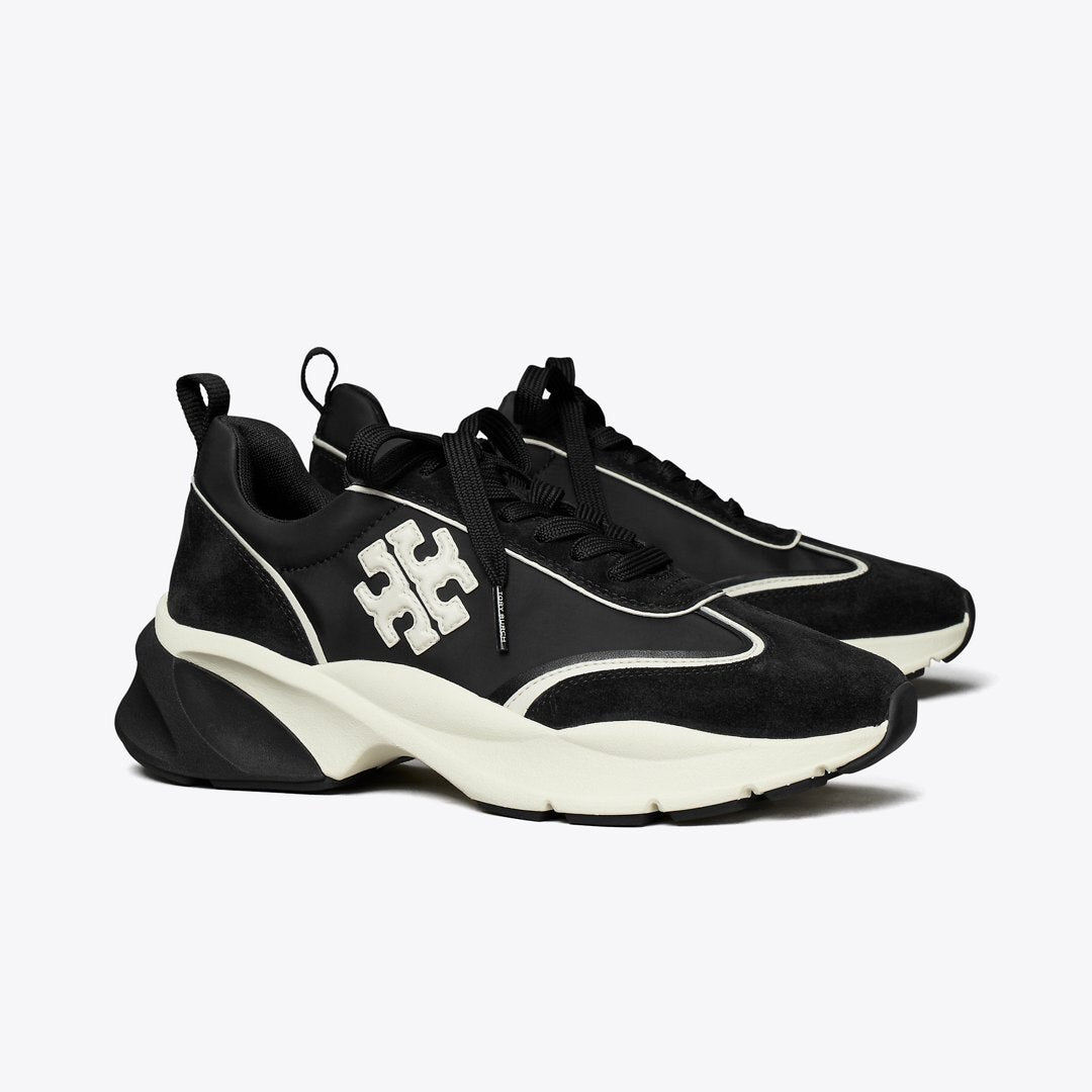 Tory Burch Good Luck Trainer PERFECT BLACK / NEW IVORY