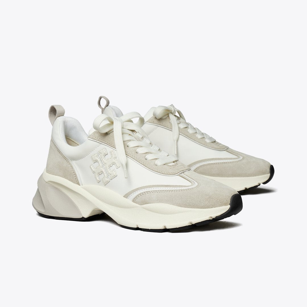 Tory Burch Good Luck Trainer WHITE / FOSSIL STONE