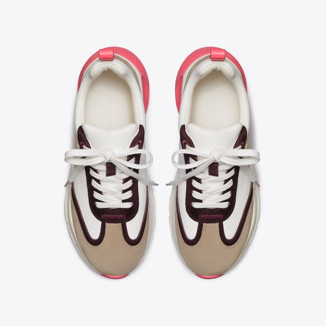 Tory Burch Good Luck Trainer NEW IVORY / Taupe / Pink