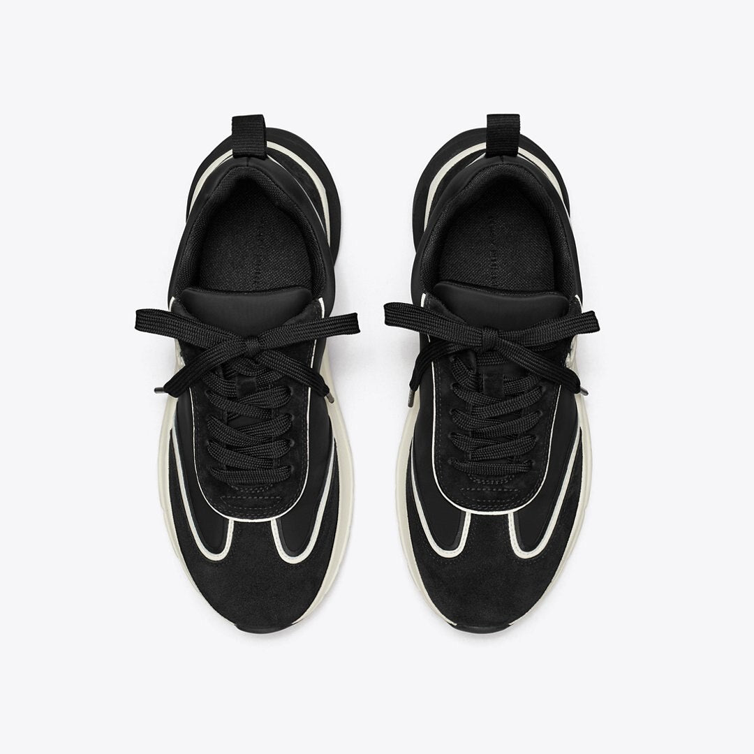 Tory Burch Good Luck Trainer PERFECT BLACK / NEW IVORY