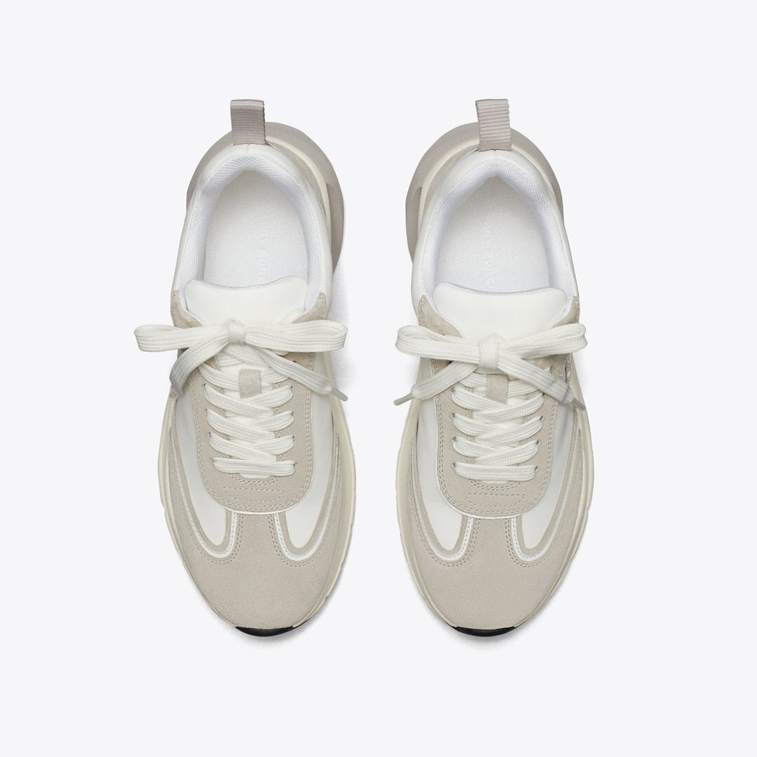 Tory Burch Good Luck Trainer WHITE / FOSSIL STONE