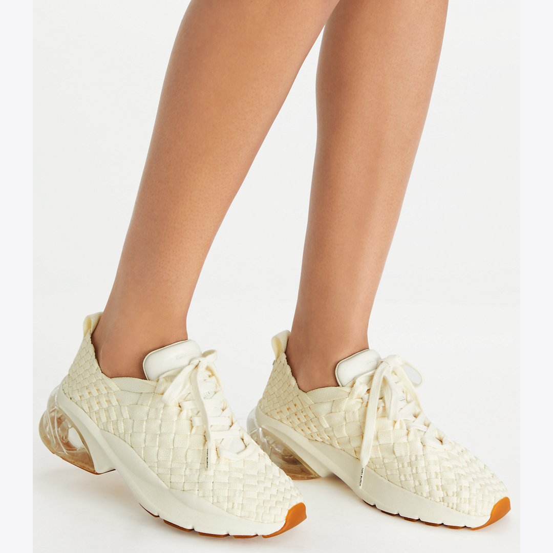Tory Burch Good Luck Woven Trainer NEW IVORY
