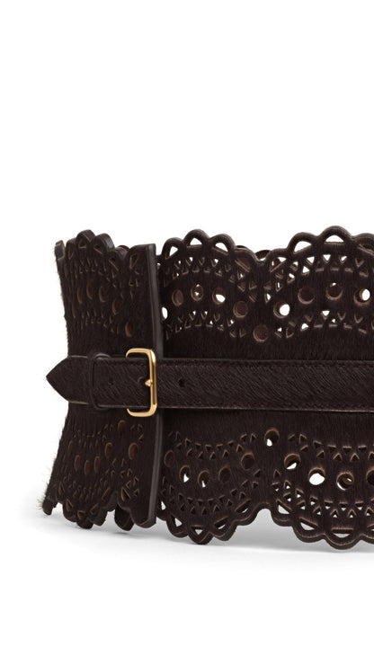 Alaïa Bustier Belt In Perforated Vienne Haircalf