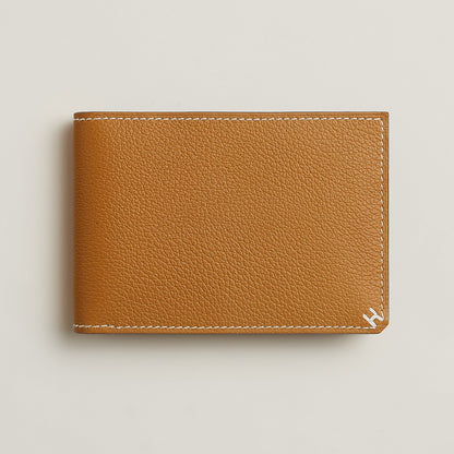  Hermes H Sellier Card Holder Caramel