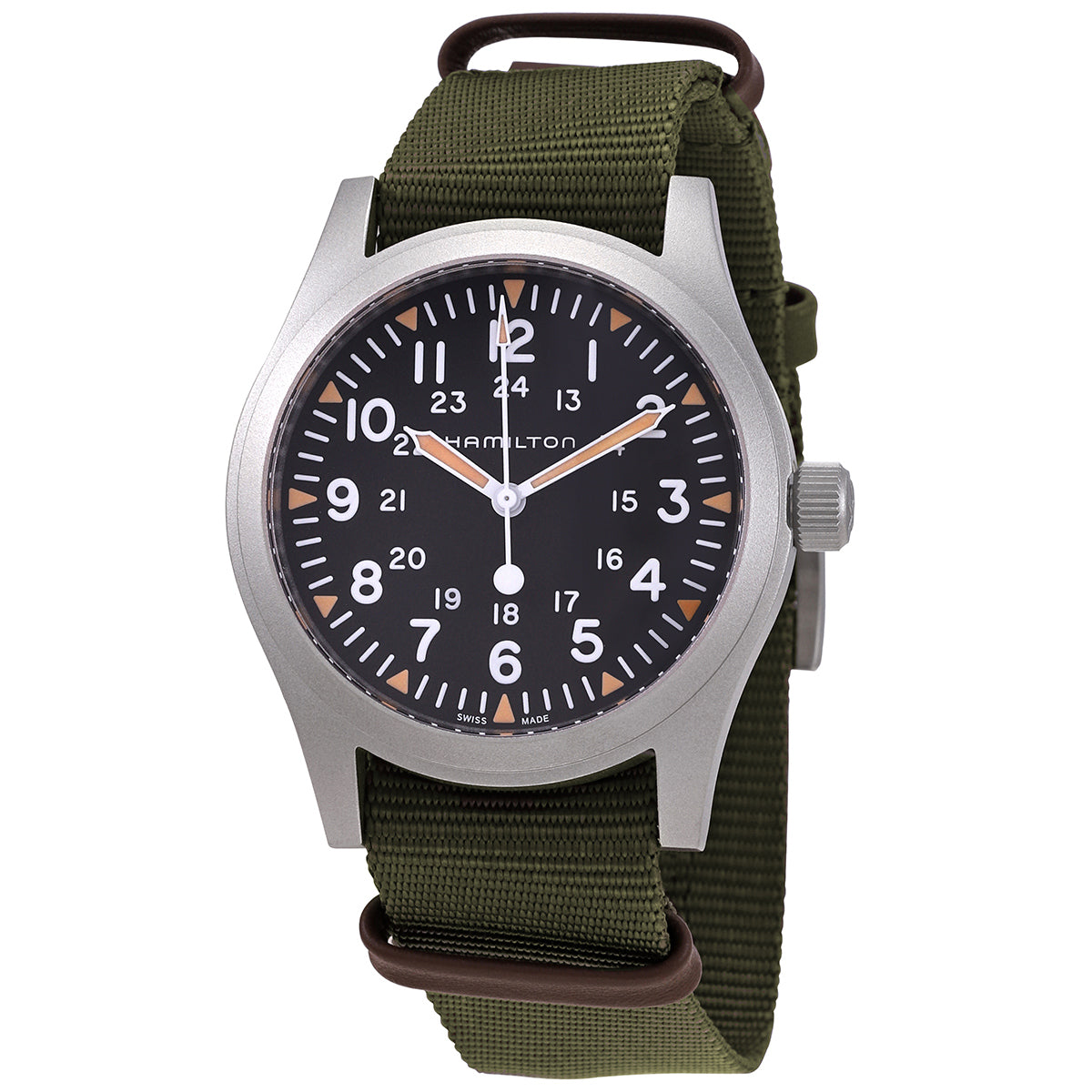Hamilton Khaki Field Hand Wind Black Dial Mens Watch