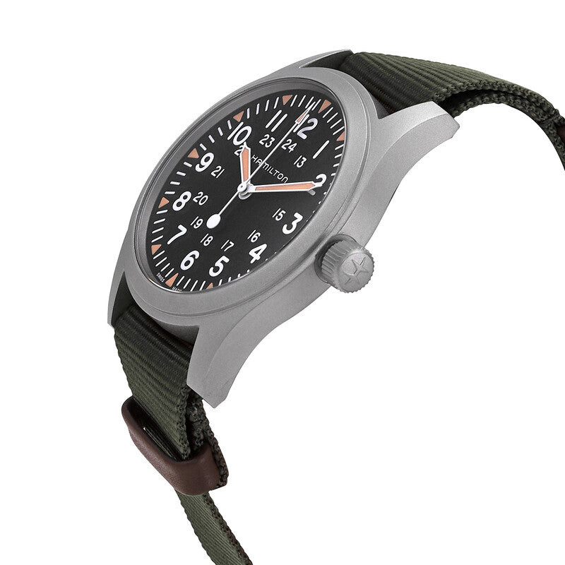 Hamilton Khaki Field Hand Wind Black Dial Mens Watch