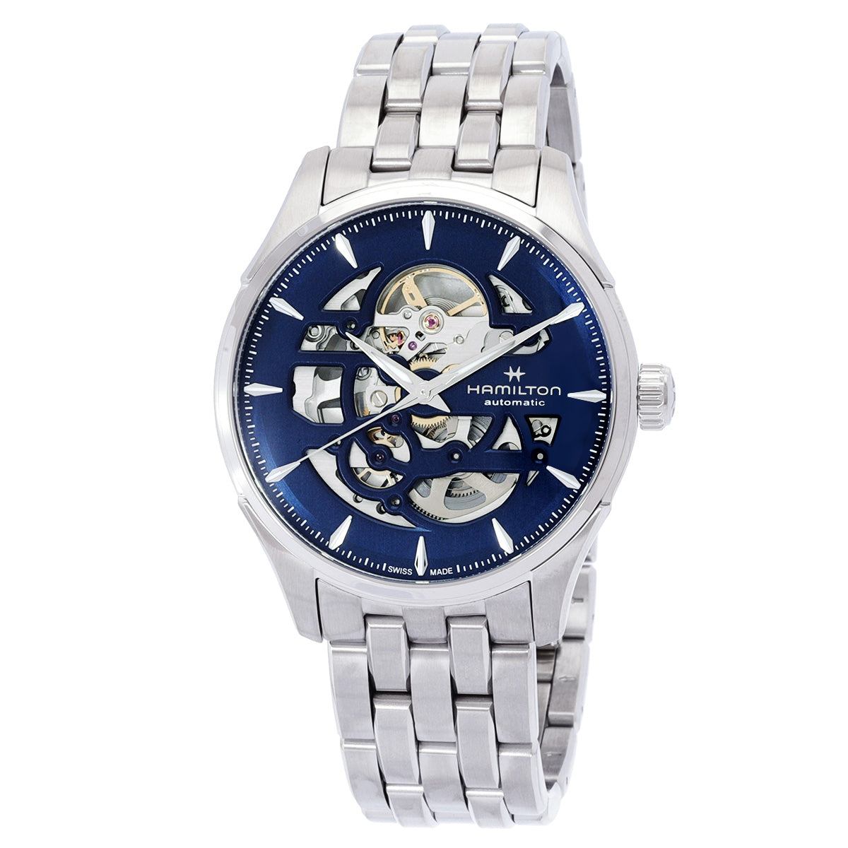 Hamilton Jazzmaster Skeleton Automatic Blue Dial Mens Watch