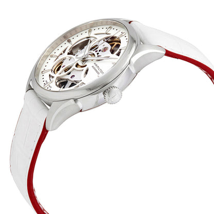 Hamilton Jazzmaster White Skeletal Dial White Leather Women's Watch