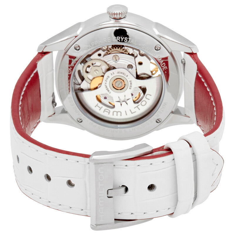 Hamilton Jazzmaster White Skeletal Dial White Leather Women's Watch