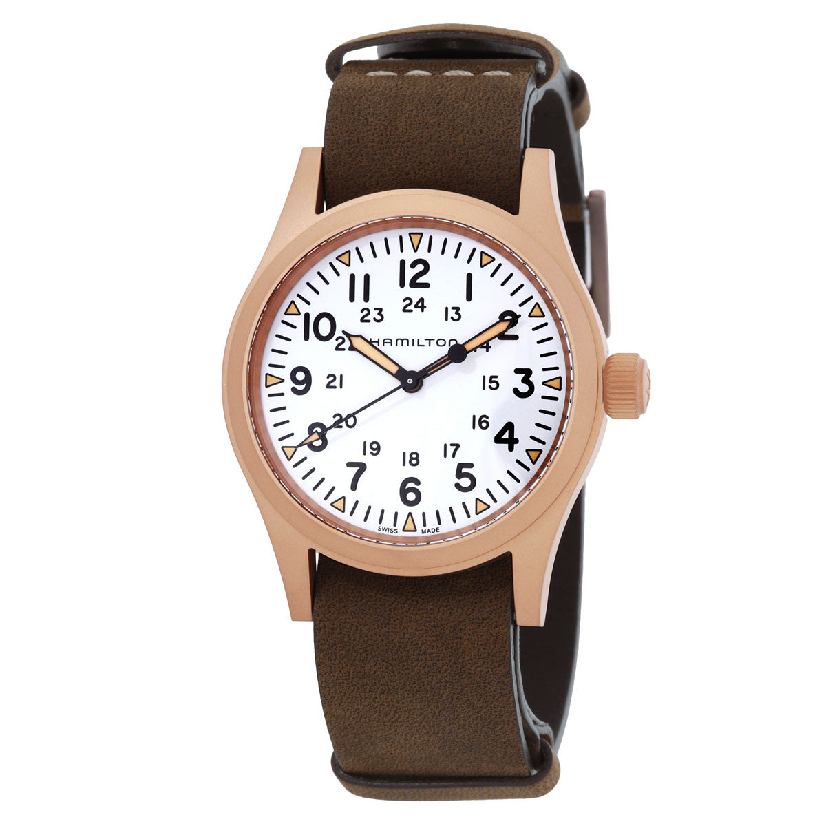 Hamilton Khaki Field Manual Wind White Dial Mens Watch