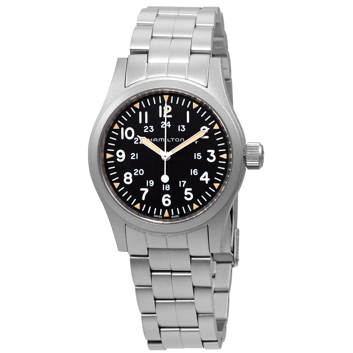 Hamilton Khaki Field Hand Wind Black Dial Mens Watch